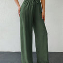 Tall pantalones casuales para mujer de algodon con nudo y unicolor y tiro alto