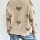 Essnce sueter de cardigan grueso y calido con patron de corazones verdes y blancos para mujer