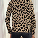 Lune cardigan de mujer con estampado de leopardo, cuello en v, manga larga y abotonadura sencilla, para otono/invierno