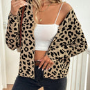 Lune cardigan de mujer con estampado de leopardo, cuello en v, manga larga y abotonadura sencilla, para otono/invierno