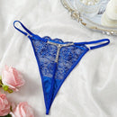 Midnightglam 1 pieza tanga de encaje sexy decorado con cristales para mujeres
