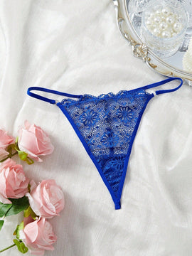 Midnightglam 1 pieza tanga de encaje sexy decorado con cristales para mujeres