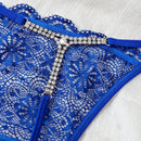 Midnightglam 1 pieza tanga de encaje sexy decorado con cristales para mujeres
