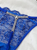 Midnightglam 1 pieza tanga de encaje sexy decorado con cristales para mujeres