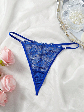 Midnightglam 1 pieza tanga de encaje sexy decorado con cristales para mujeres