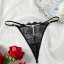 Midnightglam 1 pieza tanga de encaje sexy decorado con cristales para mujeres