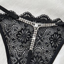 Midnightglam 1 pieza tanga de encaje sexy decorado con cristales para mujeres