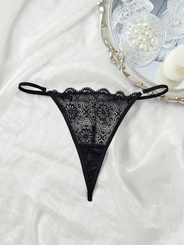Midnightglam 1 pieza tanga de encaje sexy decorado con cristales para mujeres