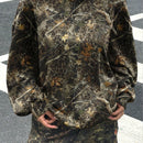 Muchic sudadera con capucha con estampado de leopardo minimalista informal, impreso en toda la prenda, otono invierno