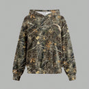 Muchic sudadera con capucha con estampado de leopardo minimalista informal, impreso en toda la prenda, otono invierno