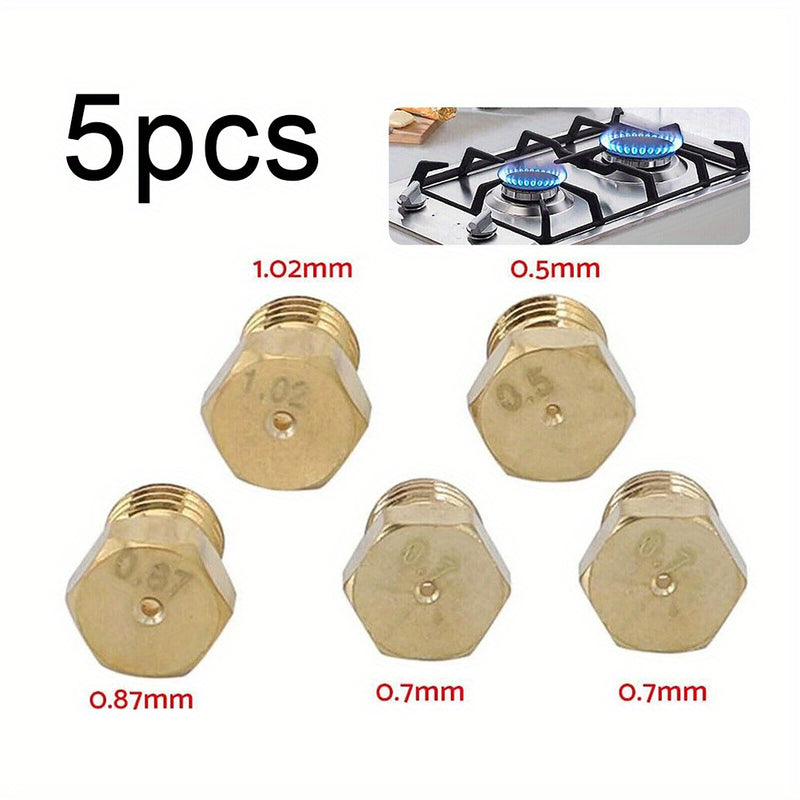 Kit de Boquillas para Estufa de Gas de 5 Piezas 0.5/0.7/0.7/0.87/1.02mm para Repuestos de Estufas de Gas Comerciales