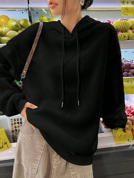 Ezwear sudadera holgada con capucha y estampado grafico cristiano "amar como jesus" con cara sonriente y texto para mujer