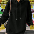 Ezwear sudadera holgada con capucha y estampado grafico cristiano "amar como jesus" con cara sonriente y texto para mujer