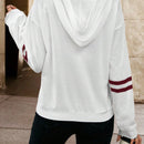 Lune sudadera con capucha de manga larga y hombros caidos para mujer, estampado floral minimalista y holgado, otono