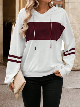 Lune sudadera con capucha de manga larga y hombros caidos para mujer, estampado floral minimalista y holgado, otono