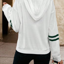 Lune sudadera con capucha de manga larga y hombros caidos para mujer, estampado floral minimalista y holgado, otono