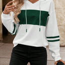 Lune sudadera con capucha de manga larga y hombros caidos para mujer, estampado floral minimalista y holgado, otono