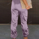 Pantalones cargo de mujer con bolsillo con solapa, cordon y cintura elastica
