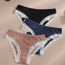 Dorsu 3 piezas de bragas sexy de encaje de tiro medio comodas y sin costuras para mujeres