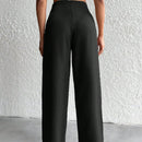 Petite pantalon de pierna ancha de lino beige para mujeres de estatura baja