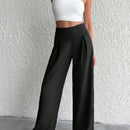 Petite pantalon de pierna ancha de lino beige para mujeres de estatura baja