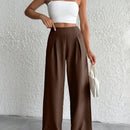 Petite pantalon de pierna ancha de lino beige para mujeres de estatura baja