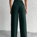 Petite pantalon de pierna ancha de lino beige para mujeres de estatura baja