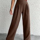 Petite pantalon de pierna ancha de lino beige para mujeres de estatura baja