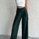 Petite pantalon de pierna ancha de lino beige para mujeres de estatura baja