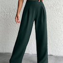 Petite pantalon de pierna ancha de lino beige para mujeres de estatura baja