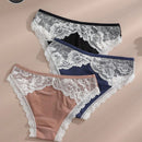 Dorsu 3 piezas de bragas sexy de encaje de tiro medio comodas y sin costuras para mujeres