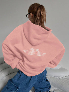 Dazy sudadera con capucha de manga larga con estampado de letras minimalista, uso diario informal