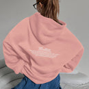 Dazy sudadera larga con capucha, holgada, con cordon y estampado de eslogan casual para mujer, otono