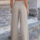 Pantalones casuales anchos de pierna ancha con cintura alta y pliegues para mujeres
