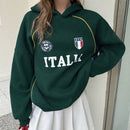 Ezwear sudadera holgada con capucha de estilo deportivo minimalista casual con patron de letra de mexico, para mujer, otono/invierno