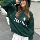 Ezwear sudadera holgada con capucha de estilo deportivo minimalista casual con patron de letra de mexico, para mujer, otono/invierno