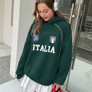 Ezwear sudadera holgada con capucha de estilo deportivo minimalista casual con patron de letra de mexico, para mujer, otono/invierno