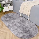 Alfombra de Área Ovalada y Lujosa en Tie-Dye Gris - Suave, Antideslizante de Poliéster, Ideal para Dormitorio, Sala de Estar, Entrada, Pasillo - Fácil de Cuidar, Ligera, Adorno Decorativo para el Hogar, Alfombras para Sala de Estar
