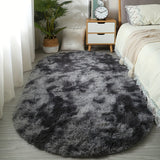 Alfombra de Área Ovalada y Lujosa en Tie-Dye Gris - Suave, Antideslizante de Poliéster, Ideal para Dormitorio, Sala de Estar, Entrada, Pasillo - Fácil de Cuidar, Ligera, Adorno Decorativo para el Hogar, Alfombras para Sala de Estar