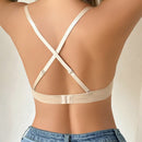 Sujetador con push-up de unicolor y espalda con tirantes cruzados sexy para mujer