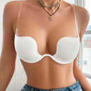 Sujetador con push-up de unicolor y espalda con tirantes cruzados sexy para mujer