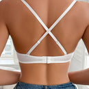 Sujetador con push-up de unicolor y espalda con tirantes cruzados sexy para mujer