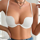 Sujetador con push-up de unicolor y espalda con tirantes cruzados sexy para mujer