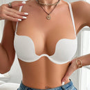 Sujetador con push-up de unicolor y espalda con tirantes cruzados sexy para mujer