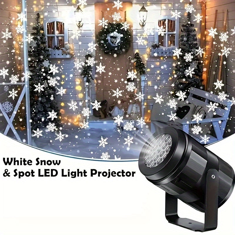 Luz de proyección de copos de nieve alimentada por USB - Iluminación de escenario LED festiva para Navidad y Pascua, decoración de fiestas para interiores y exteriores con escena de maravilla de invierno, luces de cuerda para jardines