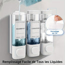 Dispensador de Jabón Montado en la Pared, Dispensador de Gel de Ducha, Dispensador Triple de Champú y Acondicionador Sin Taladrar ABS para Baño Cocina Mercado Hotel Restaurante 300ML*3