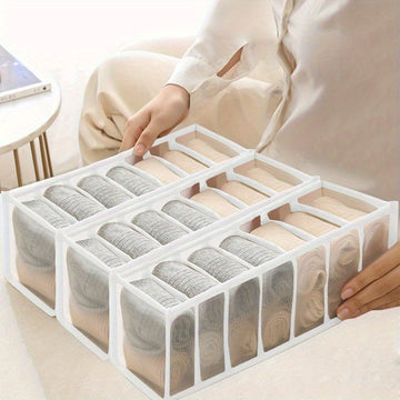 Organizador de Ropa Interior y Calcetines de 7 Compartimentos para Ahorrar Espacio - Solución de Almacenamiento Multifuncional para el Hogar, Dormitorio, Residencia Universitaria