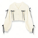 Essnce cardigan informal de mujer con un solo botonadura y lazo de cinta para otono/invierno