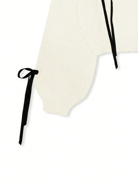 Essnce cardigan informal de mujer con un solo botonadura y lazo de cinta para otono/invierno