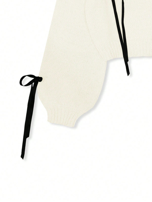 Essnce cardigan informal de mujer con un solo botonadura y lazo de cinta para otono/invierno